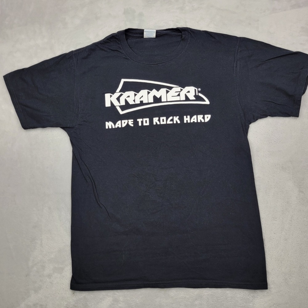 Kramer‎ Shirt Mens Medium Black Biker Black Crewneck Rock Hard Employee Adult
